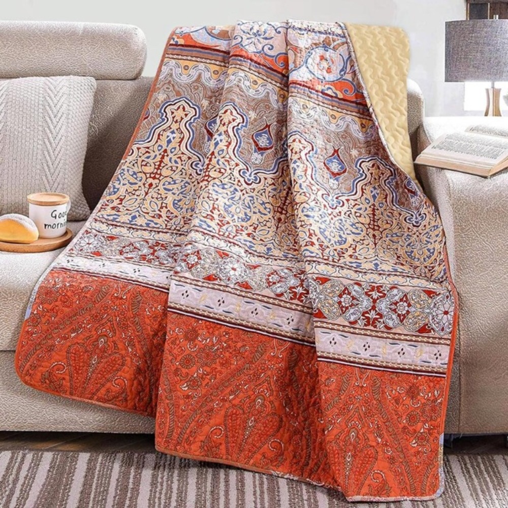 New Boho RedThrow Blanket Bedspread Quilt - 50" x 60"